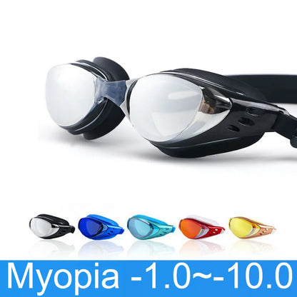 Myopia Swimming Glasses Prescription -1.0~-10 Waterproof Anti Fog Dive Goggles Adults Kids