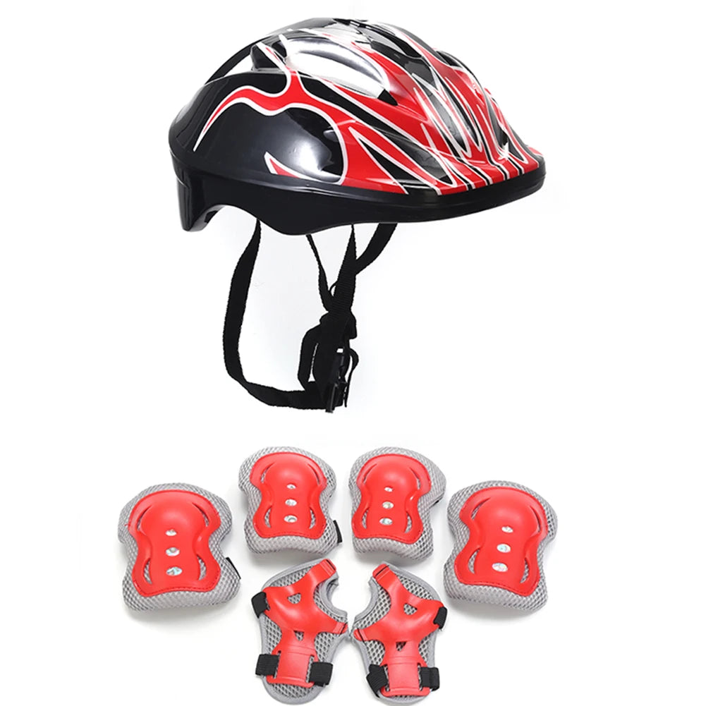 7Pcs Roller Skating Kids Boy Girl Safety Helmet Knee Elbow Pad Sets Cycling Skate Bicycle Scooter Helmet Protection Safety Guard