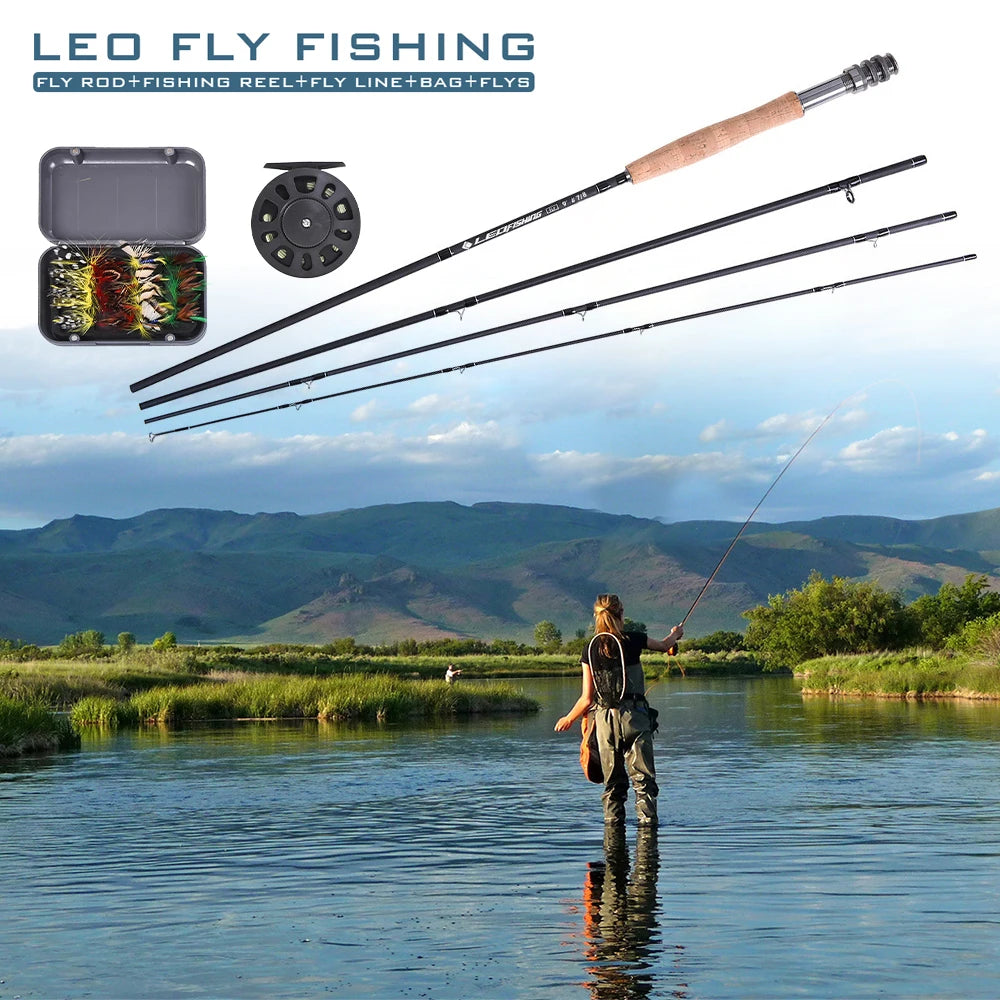 9' Fly Fishing Rod and Reel Combo with Carry Bag 20 Flies Complete Starter Package Fly Fishing Kit