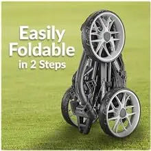 3 Wheel Golf Push Cart - Foldable Collapsible Lightweight Pushcart with Foot Brake - Easy to Open & Close