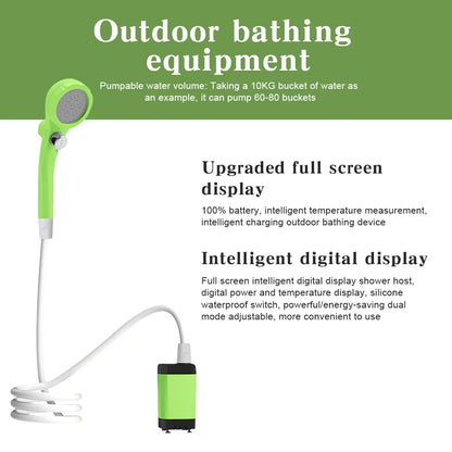 Outdoor Camping Shower Portable Electric Shower Pump Waterproof Electric Pump for Camping Hiking Backpacking Travel Beach Pet