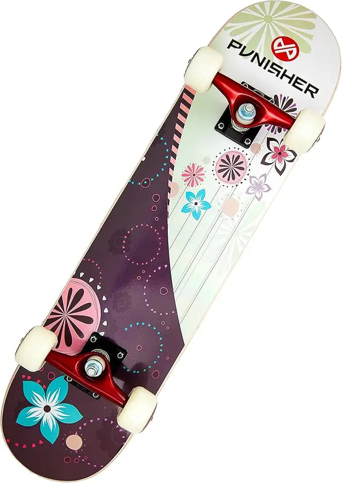 Punisher Girls Skateboard Complete with 31.5" x 7.75" Double Kick Concave Deck Canadian Maple ABEC-7 Bearings