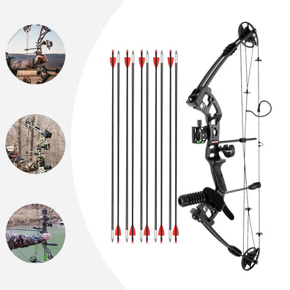 Compound Bow and Arrow Set Archery 30-55lbs Adjustable Right Hand 70% Let-off Adult Outdoor Shooting Hunting Bow