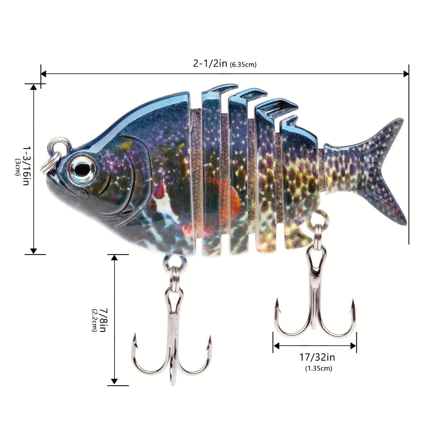 2.5"/0.34oz Hard Bluegill Swimbaits Multi Jointed Topwater Trout Bass Fishing Crank Lure For Freshwater And Saltwater