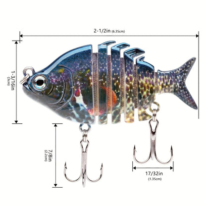 2.5"/0.34oz Hard Bluegill Swimbaits Multi Jointed Topwater Trout Bass Fishing Crank Lure For Freshwater And Saltwater