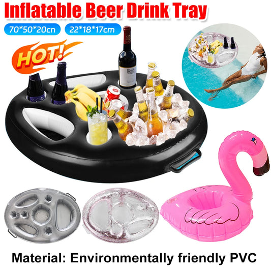 Swimming Pool Float Beer Table Cooler Table Bar Tray Inflatable Cup Holder Phone Pad Swimming Pool Mattress Food Drink Holder