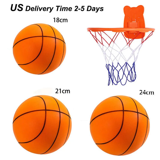 Silent Basketball Diameter 18/21/24 CM Indoor Mute Bouncing Basketball High Density Soft PU Foam Squeezable Ball Quiet No Noise