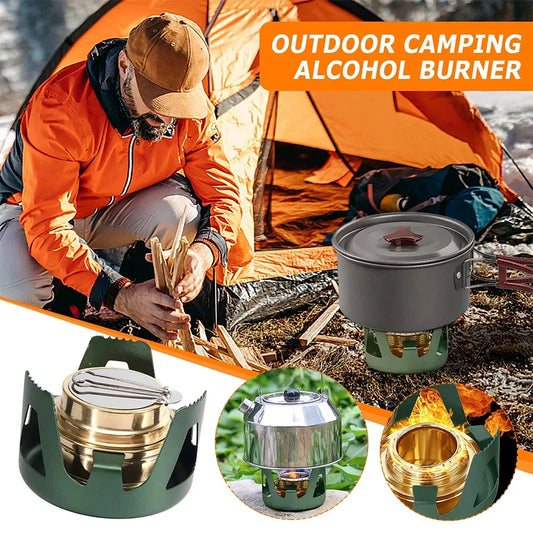 Portable Mini Spirit Burner Alcohol Stove Ultralight Brass Camping Cooking Stove for Outdoor Backpacking Hiking Camping Furnace