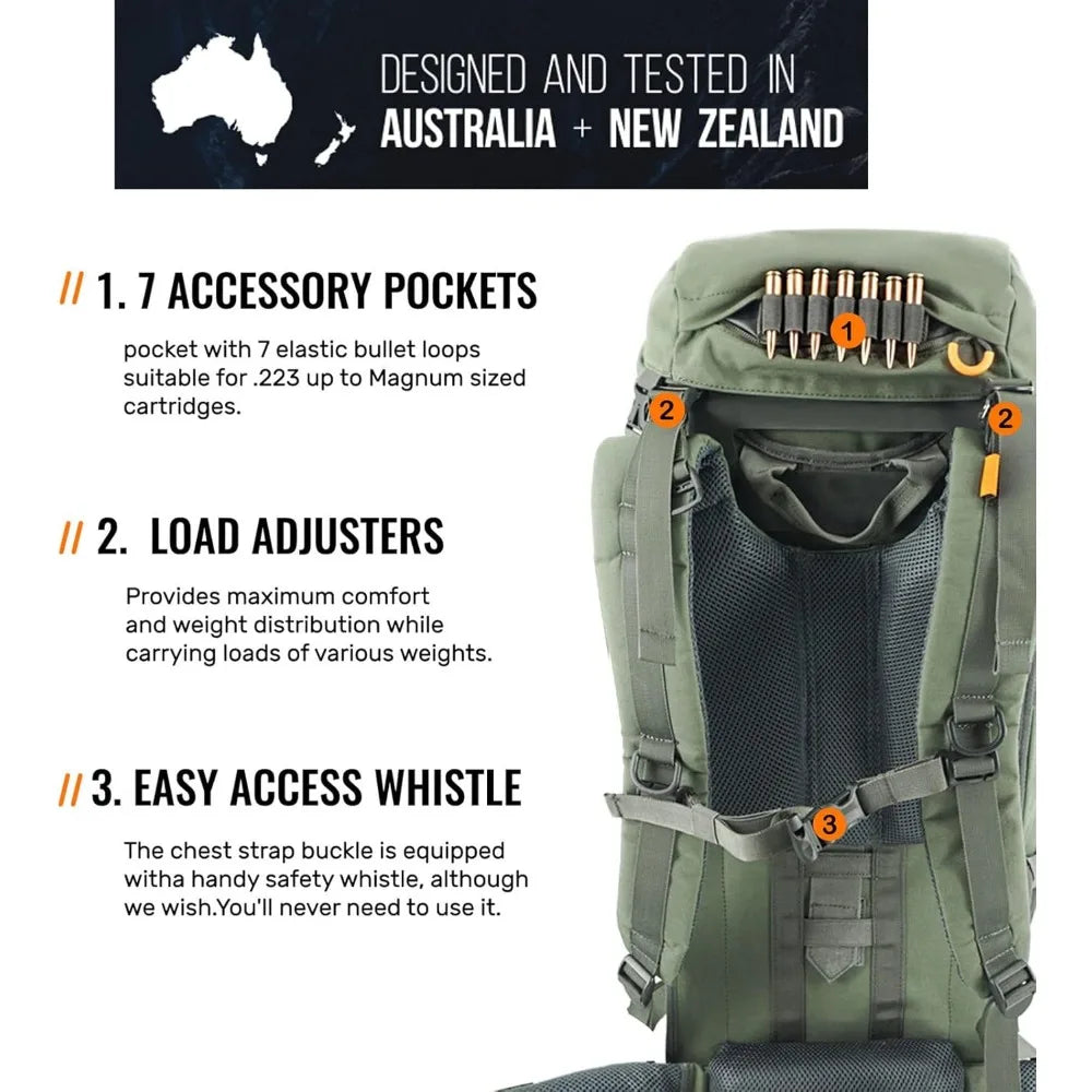 Hunting Backpacks for Men,Internal Frame Hunting Pack with Rifle Holder,40L/80L + Extendable Capacity for Bow Rifle Gun