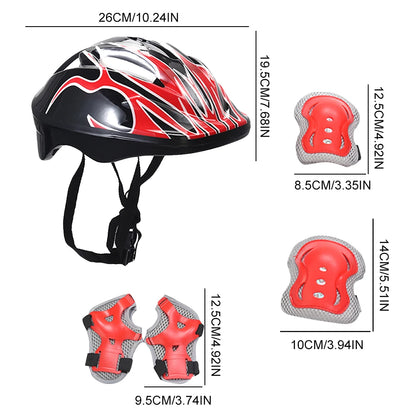 7Pcs Roller Skating Kids Boy Girl Safety Helmet Knee Elbow Pad Sets Cycling Skate Bicycle Scooter Helmet Protection Safety Guard