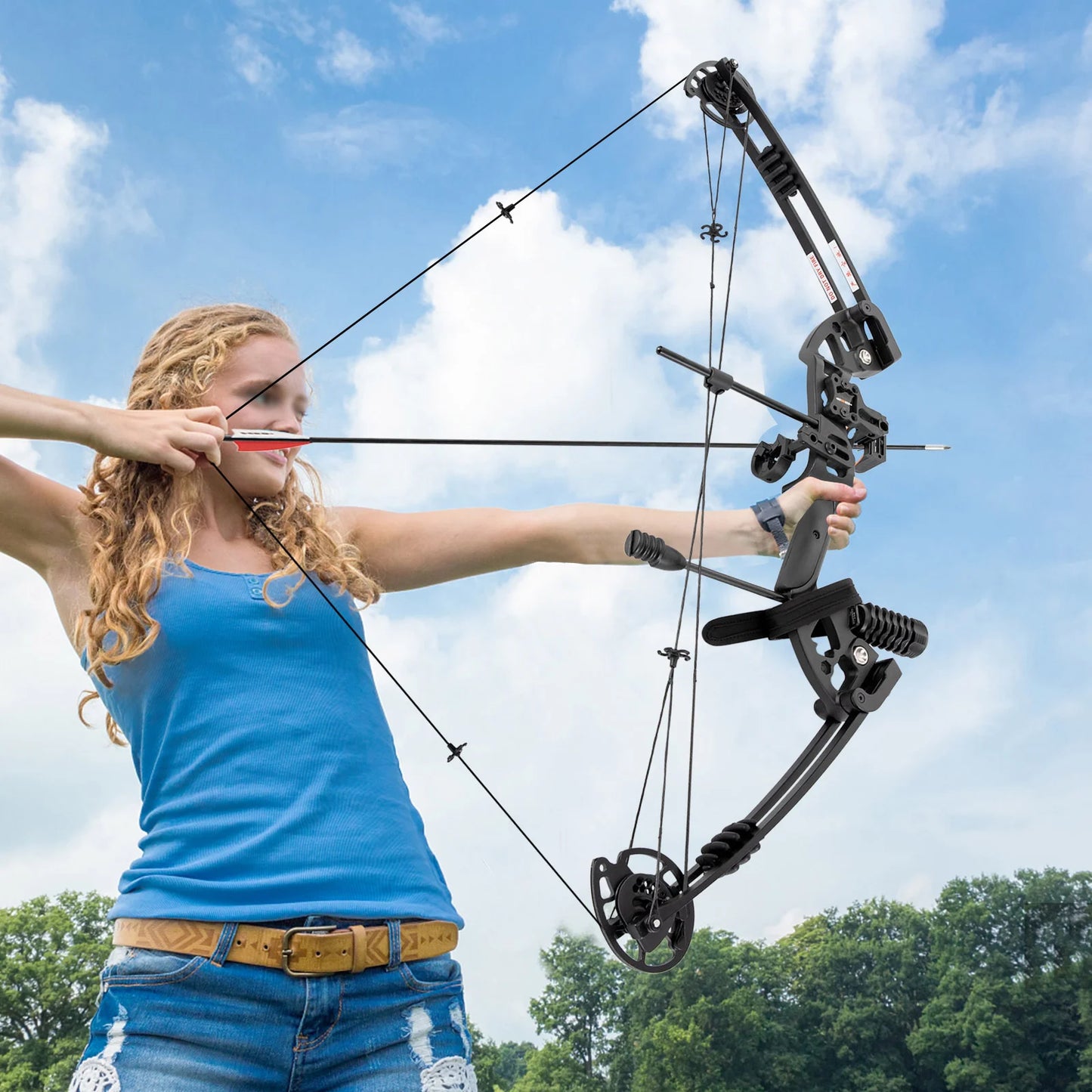 Hunting Kit Aluminum Alloy Compound Bow for Adults Draw Weight and Cams Fully Adjustable  Archery Equipment