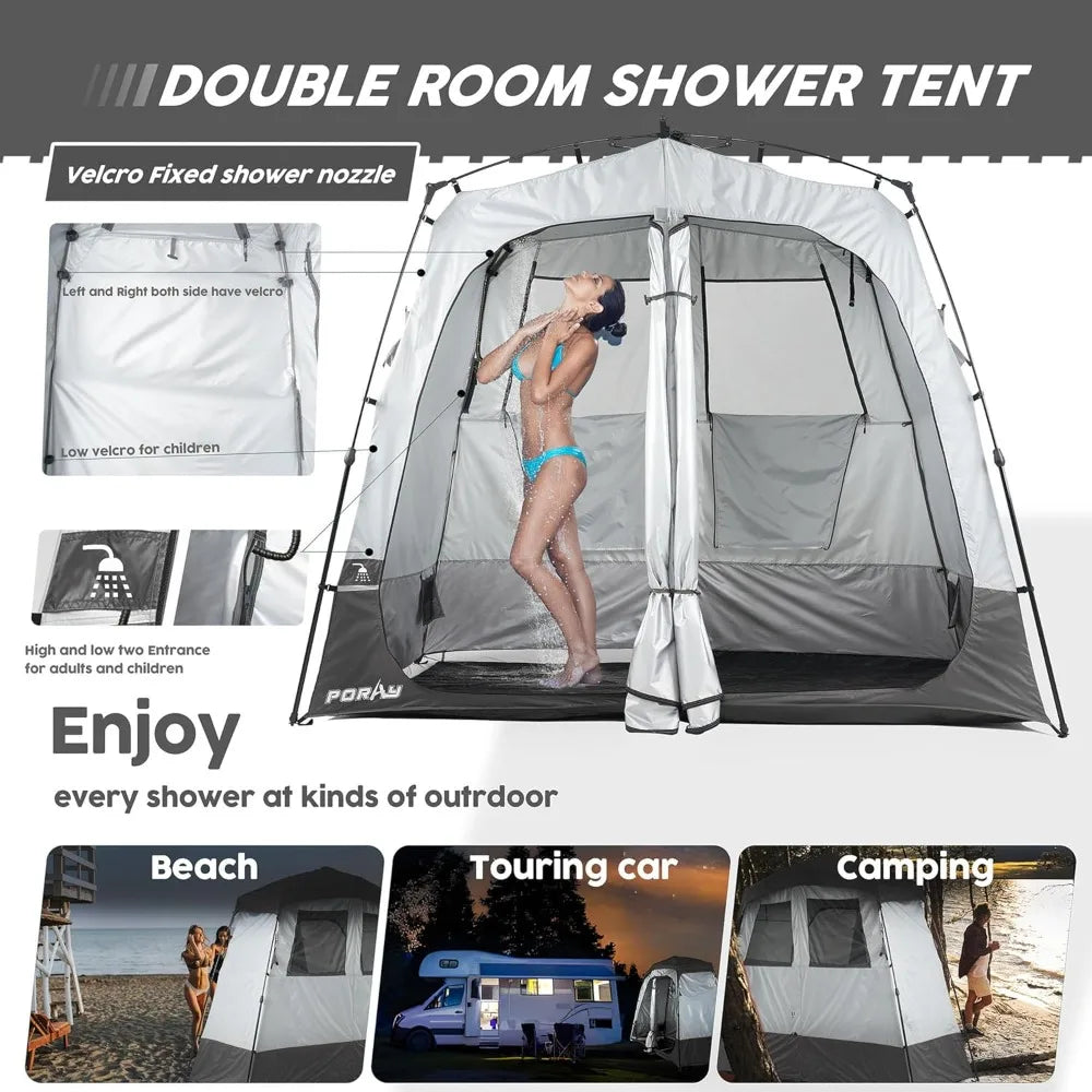 Deluxe Camping Shower/Bathroom Tent with Floor Drain Design