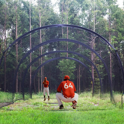 Batting Cage Net and Frame, Baseball & Softball Hitting Cage Netting for Pitching Training in The Backyard - with Pitching Backs