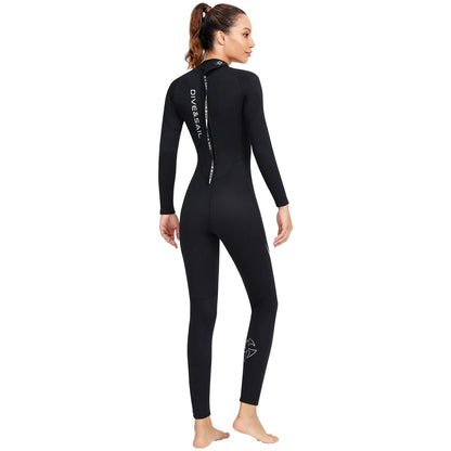 Summer Women Wetsuit Full Bodysuit 3mm Round Neck Diving Suit Stretchy Swimming Surfing Snorkeling Kayaking Sports Clothing