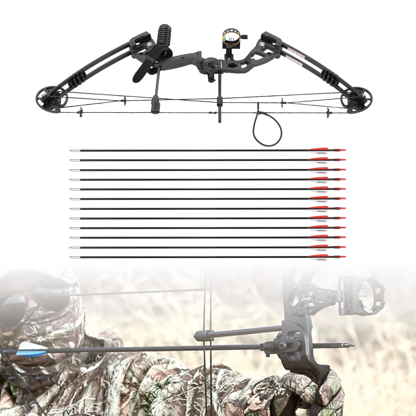 Hunting Kit Aluminum Alloy Compound Bow for Adults Draw Weight and Cams Fully Adjustable  Archery Equipment