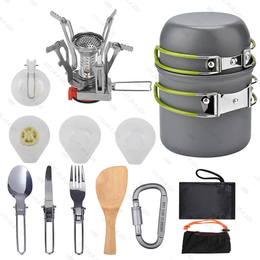 Camping Cookware Kit Ultralight Camping Pot Set Outdoor Cooking Tableware for Hiking Trekking Picnic Fishing Mountaineering