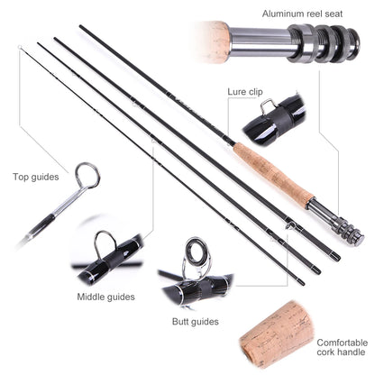 9' Fly Fishing Rod and Reel Combo with Carry Bag 20 Flies Complete Starter Package Fly Fishing Kit