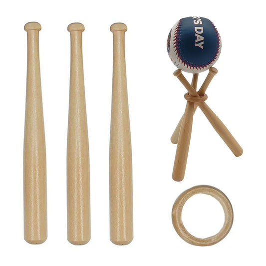 Wooden Baseball Golf Tennis Ball Display Stand with Mini Baseball Bats and Wooden Circles Display Baseball Centerpieces