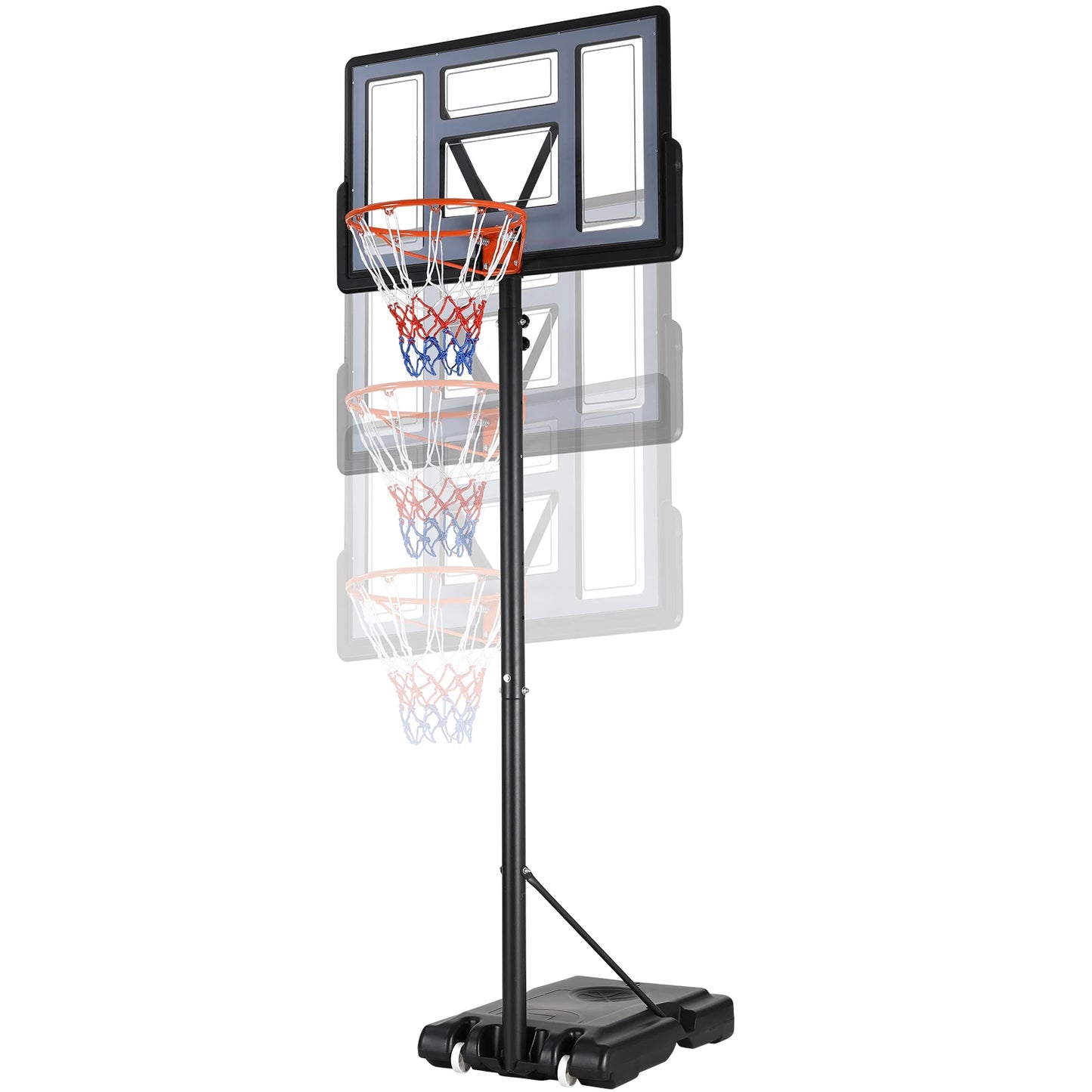 Basketball Hoop Outdoor, 4.4-10ft Adjustable Height Portable Basketball Goal, 44in Shatterproof Backboard