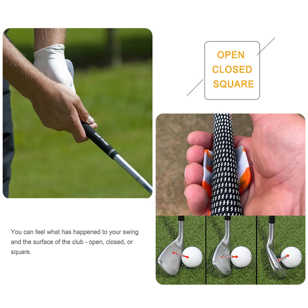 Golf Swing Trainer Reduced Grip Pressure Golf Grip Alignment Tool with 4 Markers Golf Magic Grip Sticker Golf Grip Training Aid