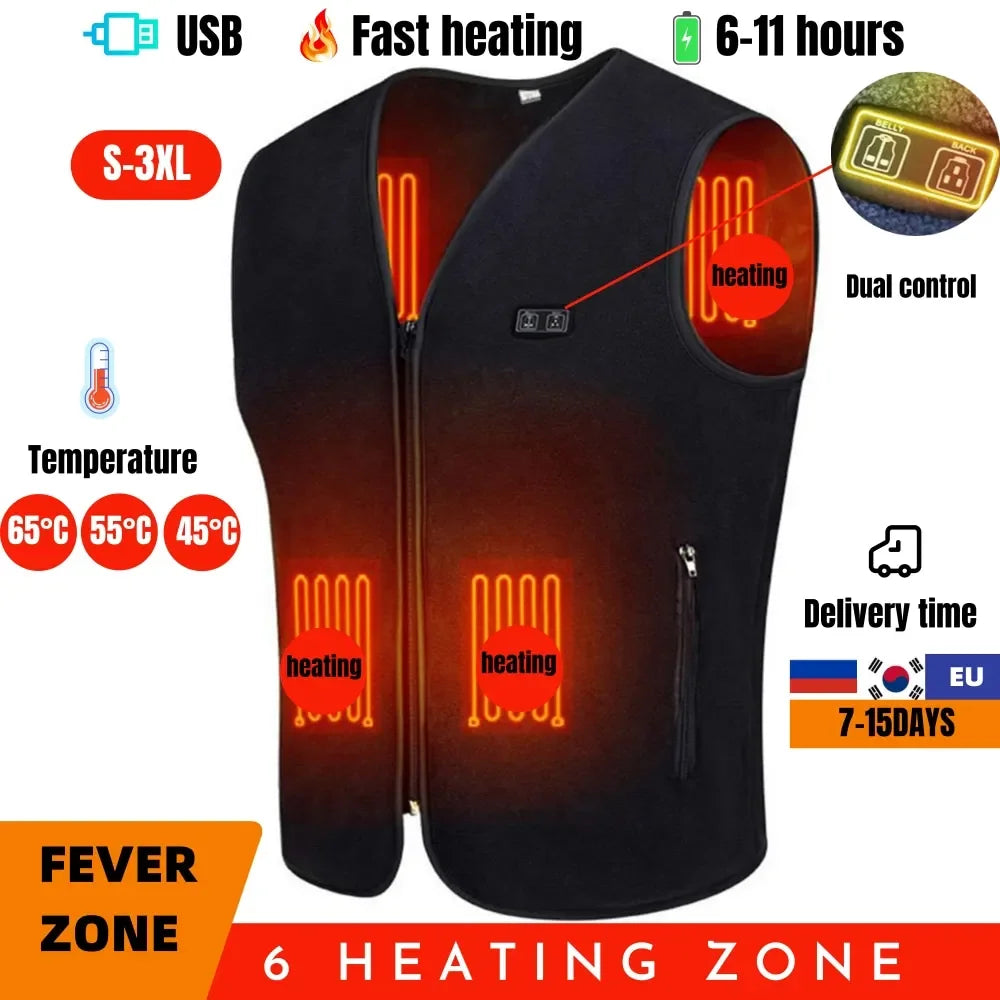 New Heated Vest Unisex Warming Heated Vest for Men Women Electric Heating Vest for Hunting Fishing (Battery No Included)