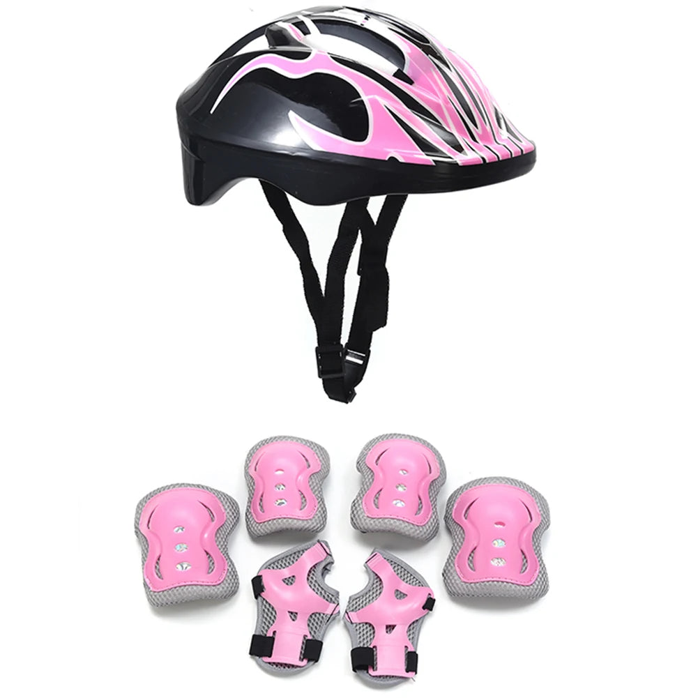 7Pcs Roller Skating Kids Boy Girl Safety Helmet Knee Elbow Pad Sets Cycling Skate Bicycle Scooter Helmet Protection Safety Guard