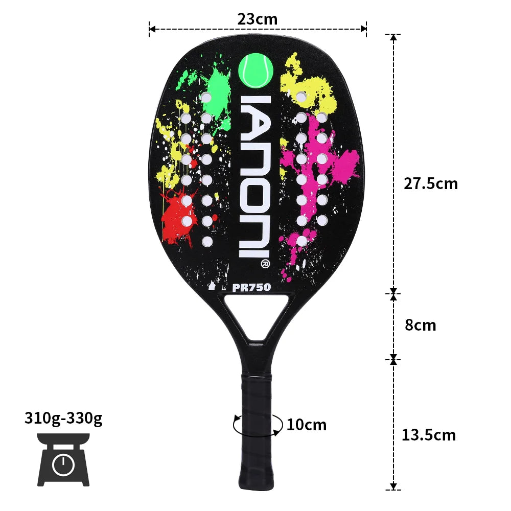 IANONI Beach Tennis Racket,Carbon Fiber Grit Face with EVA Memory Foam Core Beach Tennis Racket