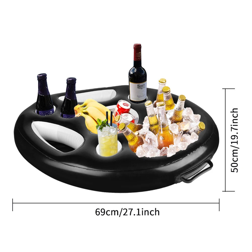 Swimming Pool Float Beer Table Cooler Table Bar Tray Inflatable Cup Holder Phone Pad Swimming Pool Mattress Food Drink Holder