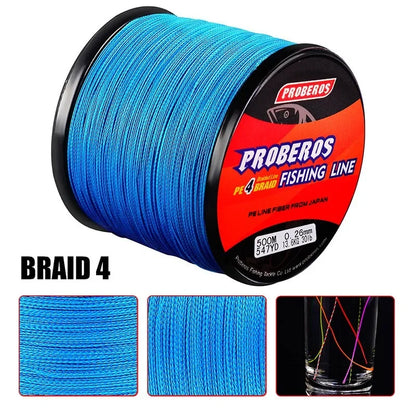 500M 4-Strand Braided PE Fishing Line,  Abrasion-Resistant, Super-Strong for Saltwater & Freshwater Angling